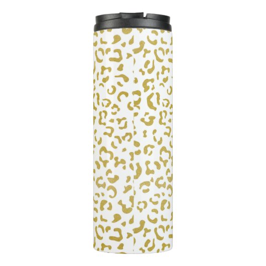 Gold Leopard, Gold Glitzer, Leopard Print Thermosbecher (Rückseite)