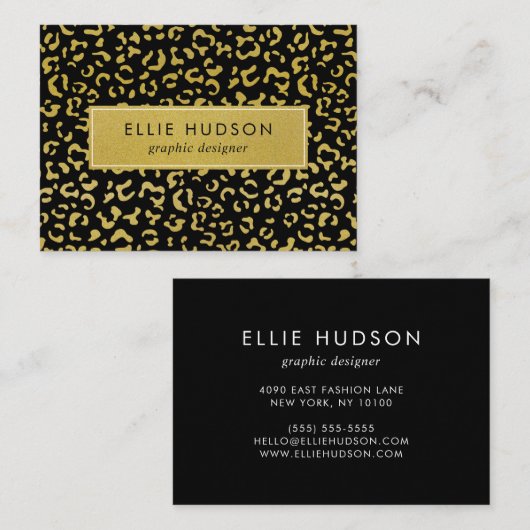 Gold Leopard, Gold Glitzer, Leopard Print Visitenkarte (Vorne/Hinten)