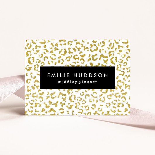 Gold Leopard, Gold Glitzer, Leopard Print Visitenkarte