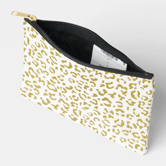 Gold Leopard, Gold Glitzer, Leopard Print Zubehörtasche (Offen)