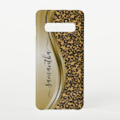 Gold Leopard Handgeschriebener Name Metal Case Mat Samsung Galaxy Hülle (Rückseite)
