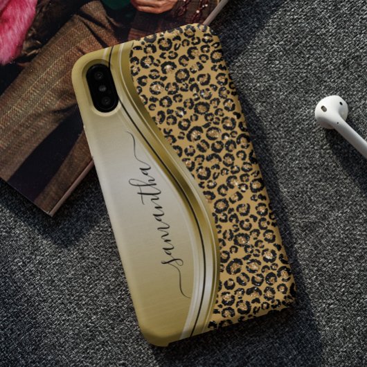 Gold Leopard Handgeschriebener Name Metal Case Mat Samsung Galaxy Hülle