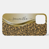 Gold Leopard Handgeschriebener Name Metal Case-Mate iPhone Hülle (Rückseite (Horizontal))