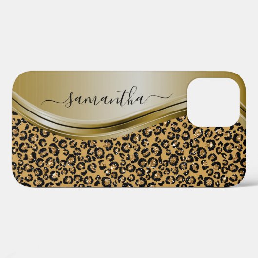 Gold Leopard Handgeschriebener Name Metal Case-Mate iPhone Hülle (Rückseite (Horizontal))