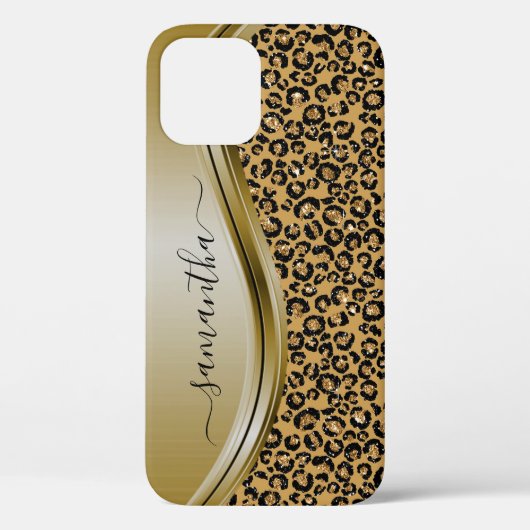 Gold Leopard Handgeschriebener Name Metal Case-Mate iPhone Hülle (Rückseite)