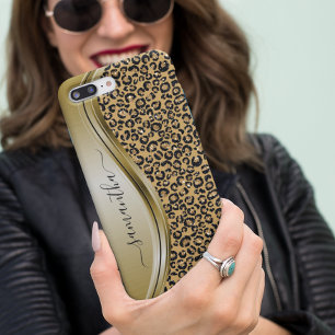 Gold Leopard Handgeschriebener Name Metal Case-Mate iPhone Hülle