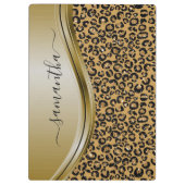 Gold Leopard Handgeschriebener Name Metal Monogram Klemmbrett (Rückseite)