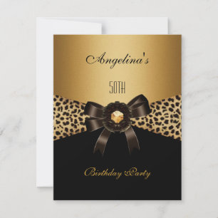 Gold Leopard Kaffee Braun Schwarz 50. Geburtstag Einladung