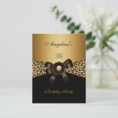 Gold Leopard Kaffee Brown Black 50. Geburtstag Einladung (Stehend Vorderseite)