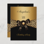 Gold Leopard Kaffee Brown Black 50. Geburtstag Einladung (Vorne/Hinten)