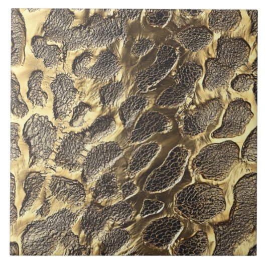 Gold Leopard Metallic Animal Spots Fliese (Vorderseite)