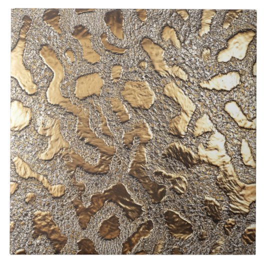 Gold Leopard Metallic Animal Spots Fliese (Vorderseite)