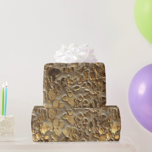 Gold Leopard Metallic Flecken Geschenkpapier (Partygeschenke)