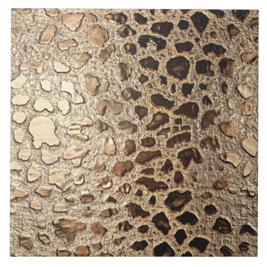 Gold Leopard Metallic Tierflecken Fliese (Vorderseite)