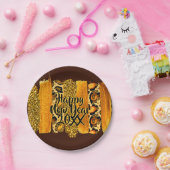 Gold & Leopard Pinselstriche Happy New Year 20xx 7 Pappteller (Party)