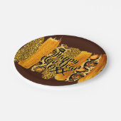 Gold & Leopard Pinselstriche Happy New Year 20xx 7 Pappteller (Schrägansicht)