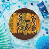 Gold & Leopard Pinselstriche Happy New Year 20xx 9 Pappteller (Party)