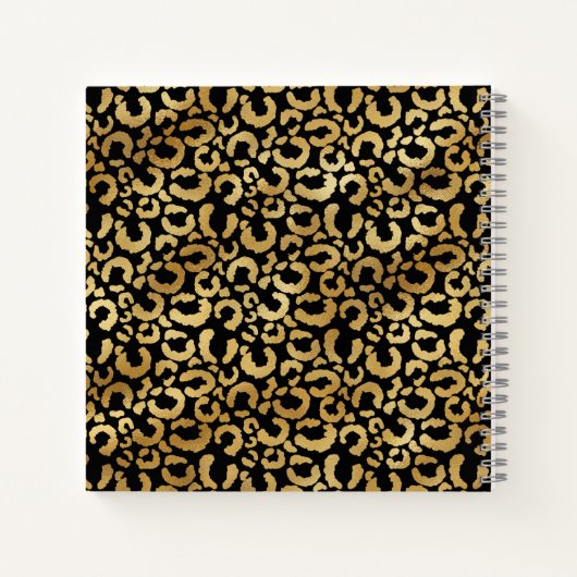 Gold Leopard Print Custom Spiral Notebook Notizblock (Rückseite)