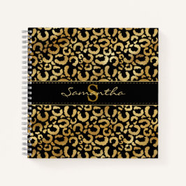 Gold Leopard Print Custom Spiral Notebook Notizblock