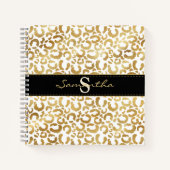Gold Leopard Print Custom Spiral Notebook Notizblock (Vorderseite)