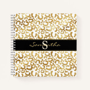 Gold Leopard Print Custom Spiral Notebook Notizblock
