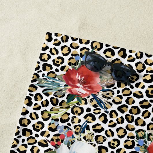 Gold Leopard Print Floral Strandtuch (Beispiel)