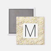 Gold Leopard Print Monogram Magnet (Vorderseite/Rückseite)