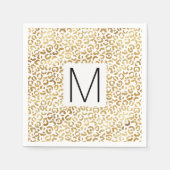 Gold Leopard Print Monogram Serviette (Vorderseite)
