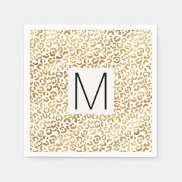 Gold Leopard Print Monogram Serviette
