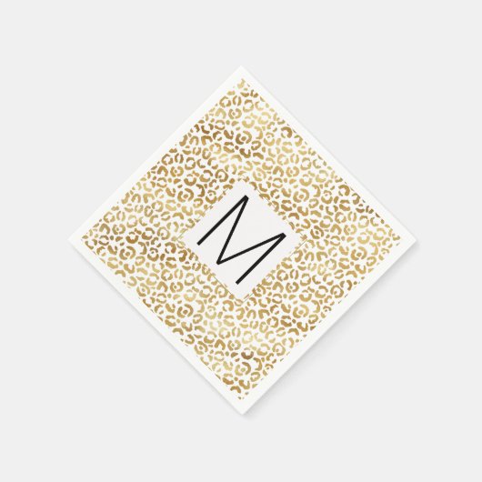 Gold Leopard Print Monogram Serviette (Ecke)
