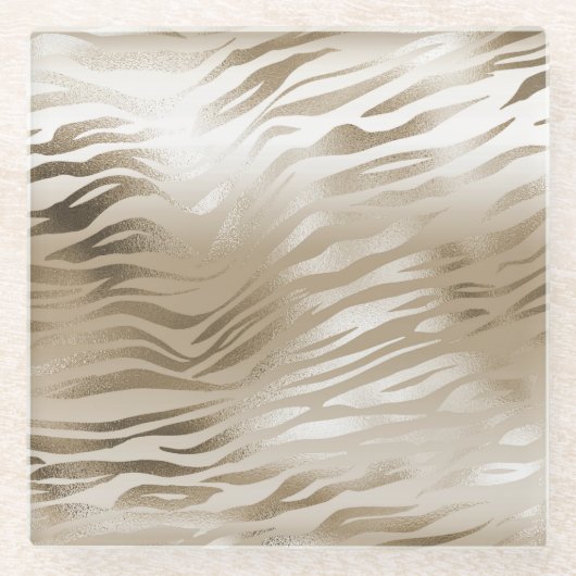 Gold Leopard Print Ombre Glass Untersetzer (Vorderseite)