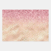 Gold Leopard Print Pink Glitzer Glitz Geschenkpapier Set (Vorderseite)
