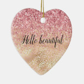 Gold Leopard Print Pink Glitzer Glitz Keramik Ornament (Rechts)