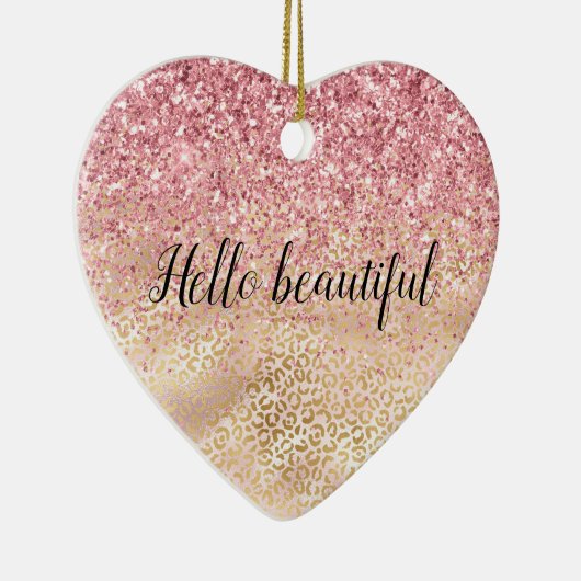 Gold Leopard Print Pink Glitzer Glitz Keramik Ornament (Rechts)