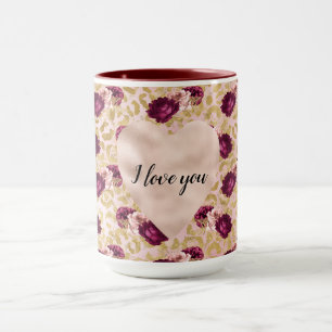 Gold Leopard Print Pink Roses Blumenherz   Tasse