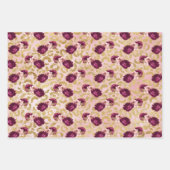 Gold Leopard Print Pink Roses Floral Geschenkpapier Set (Vorderseite)