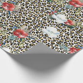 Gold Leopard Print Red White Floral Geschenkpapier (Ecke)