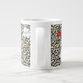 Gold Leopard Print Red White Floral Jumbo-Tasse (Rückseite)