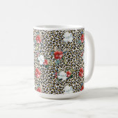 Gold Leopard Print Red White Floral Kaffeetasse (VorderseiteRechts)