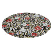 Gold Leopard Print Red White Floral Schneidebrett (Ecke)