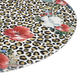 Gold Leopard Print Red White Floral Schneidebrett (Ecke)
