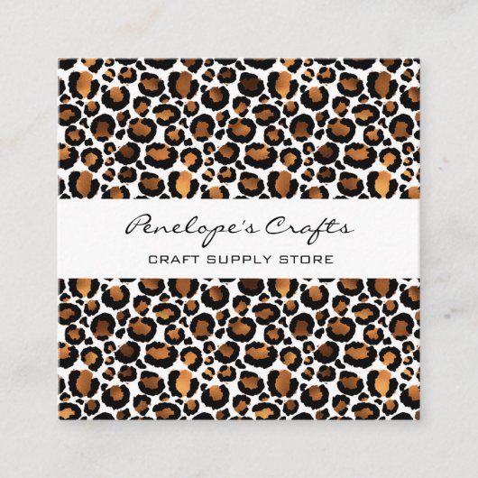 Gold Leopard Print Square Business Card Quadratische Visitenkarte (Vorderseite)