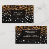 Gold Leopard Print und Glitzer Visitenkarte (Vorne/Hinten)