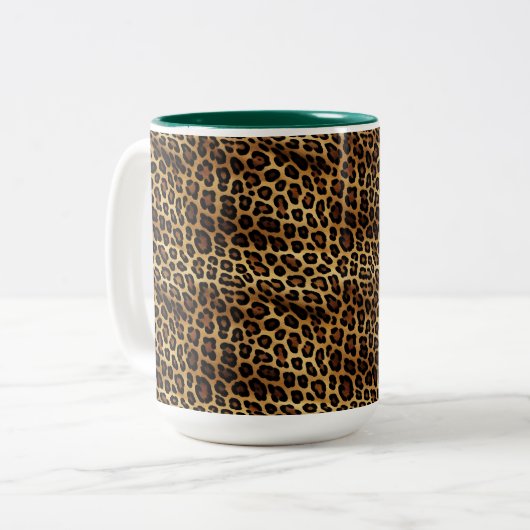 Gold Leopard Print Zweifarbige Tasse (Vorderseite Links)