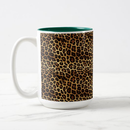 Gold Leopard Print Zweifarbige Tasse (Links)