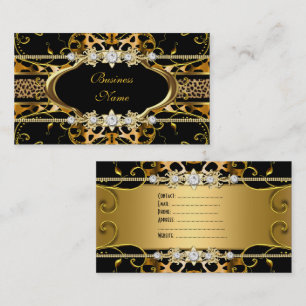 Gold Leopard Schwarz Juwel Look Bild Visitenkarte