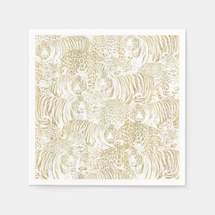 Gold Leopard Tiger Animals Serviette