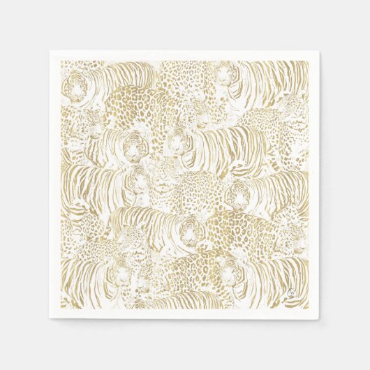 Gold Leopard Tiger Animals Serviette (Vorderseite)
