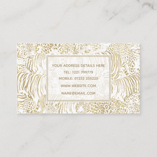 Gold Leopard Tiger Animals Visitenkarte (Rückseite)