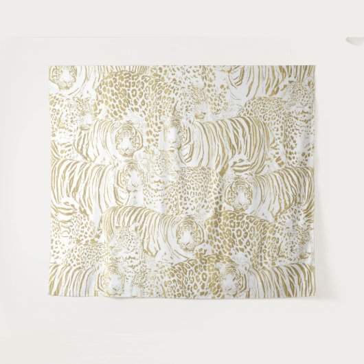 Gold Leopard Tiger Animals Wandteppich (Vorderseite (Horizontal))